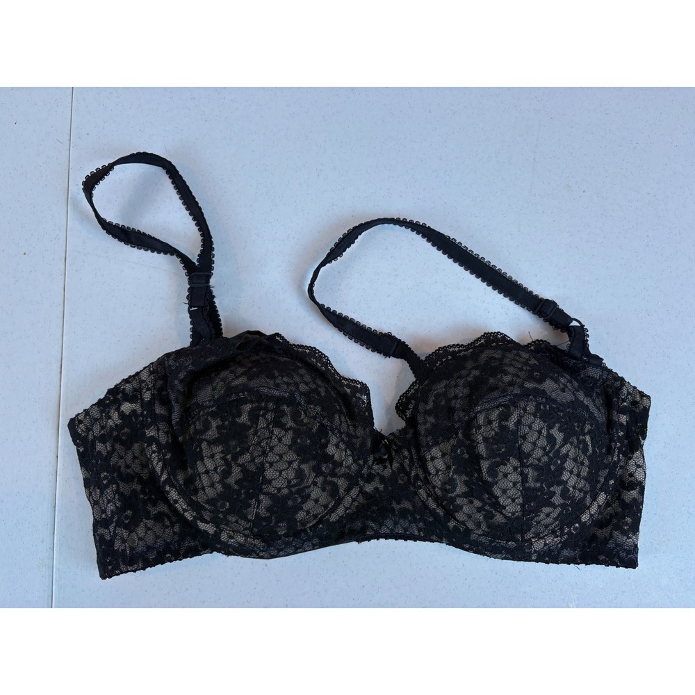Lilyette Vintage Black Floral Lace Underwire Bra Style Y806 Size 36C
